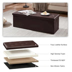 Folding Storage Ottoman, Foot Rest Stool Footstool, Leather Tufted Ottoman, Small Ottoman Cube for Living Room Bedroom Dorm