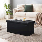 Folding Storage Ottoman, Foot Rest Stool Footstool, Leather Tufted Ottoman, Small Ottoman Cube for Living Room Bedroom Dorm