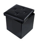 Folding Storage Ottoman, Foot Rest Stool Footstool, Leather Tufted Ottoman, Small Ottoman Cube for Living Room Bedroom Dorm