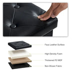 Folding Storage Ottoman, Foot Rest Stool Footstool, Leather Tufted Ottoman, Small Ottoman Cube for Living Room Bedroom Dorm