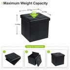 Folding Storage Ottoman, Foot Rest Stool Footstool, Leather Tufted Ottoman, Small Ottoman Cube for Living Room Bedroom Dorm