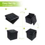 Folding Storage Ottoman, Foot Rest Stool Footstool, Leather Tufted Ottoman, Small Ottoman Cube for Living Room Bedroom Dorm