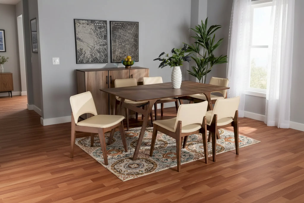 Afton Mid-Century Modern 7-Piece Dining Set