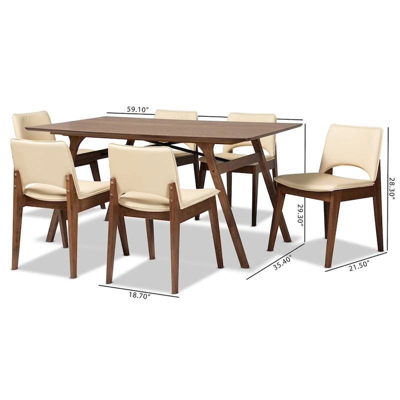 Mid-Century Modern 7-Piece Dining Set