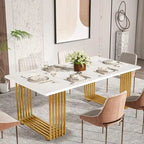 Modern Dining Table for 6-8 People, 70.8 Inch Long White Dining Room