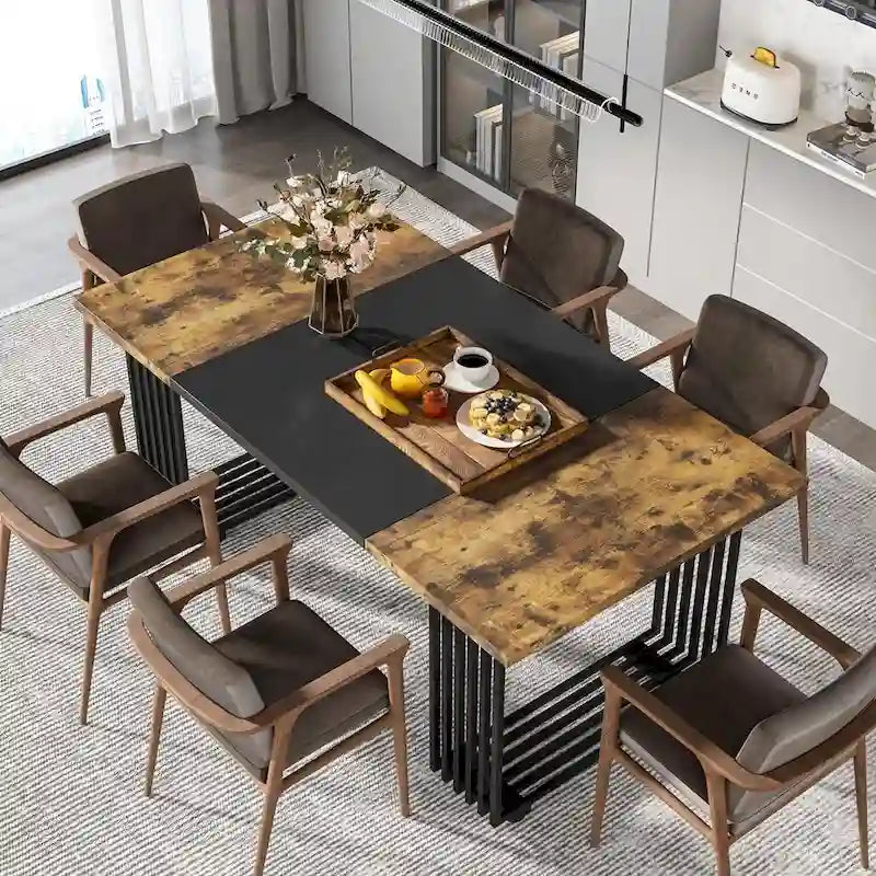 Modern Dining Table for 6-8 People, 70.8 Inch Long White Dining Room