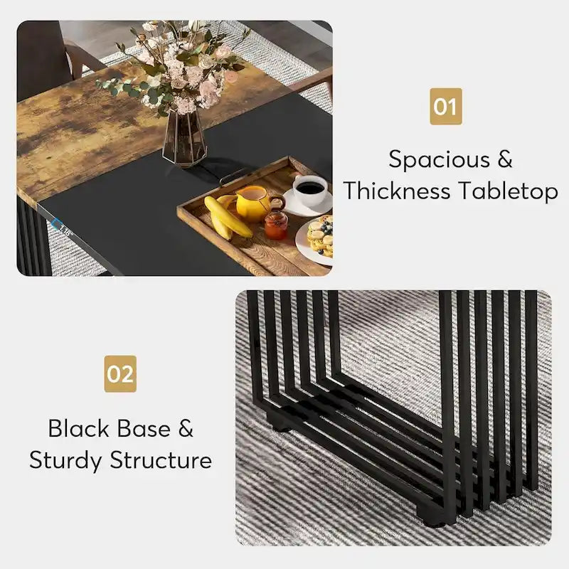 Modern Dining Table for 6-8 People, 70.8 Inch Long White Dining Room