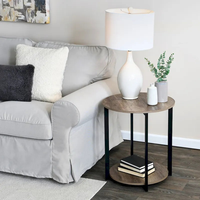 Household Essentials Side End Table with Storage Shelf