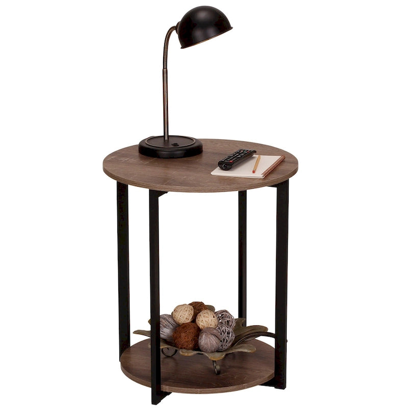 Household Essentials Side End Table with Storage Shelf