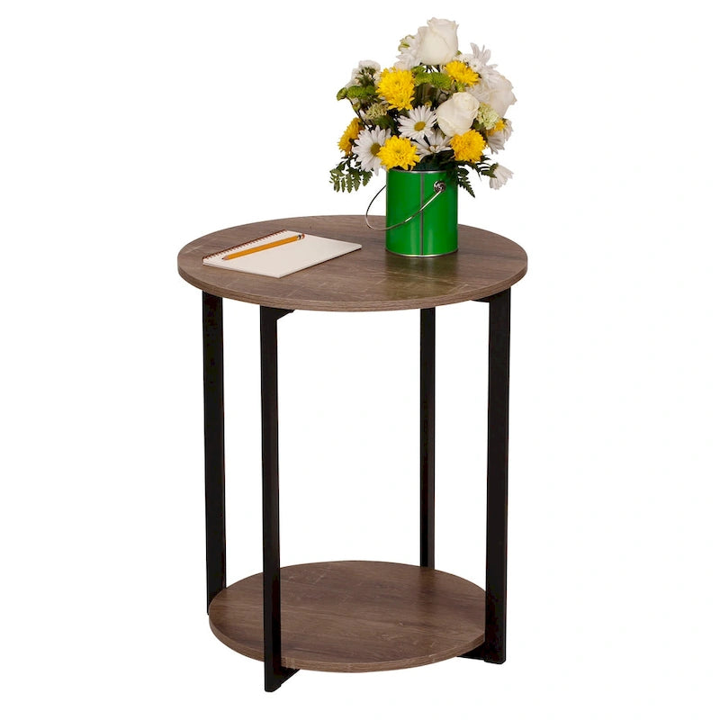 Household Essentials Side End Table with Storage Shelf