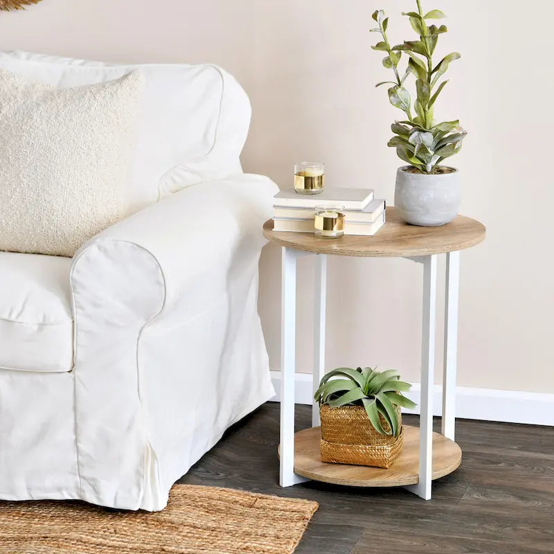 Household Essentials Side End Table with Storage Shelf