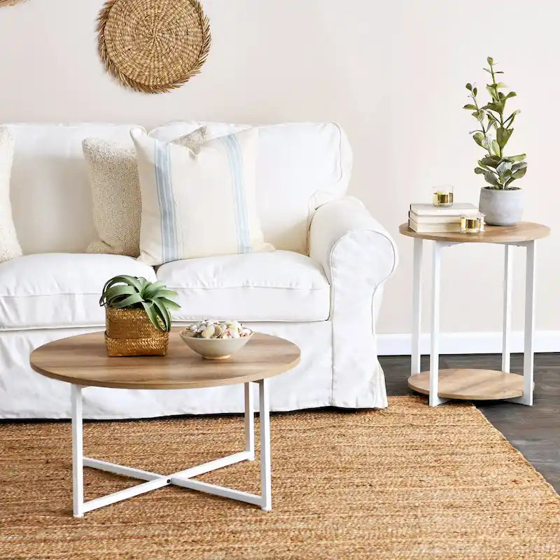 Household Essentials Side End Table with Storage Shelf