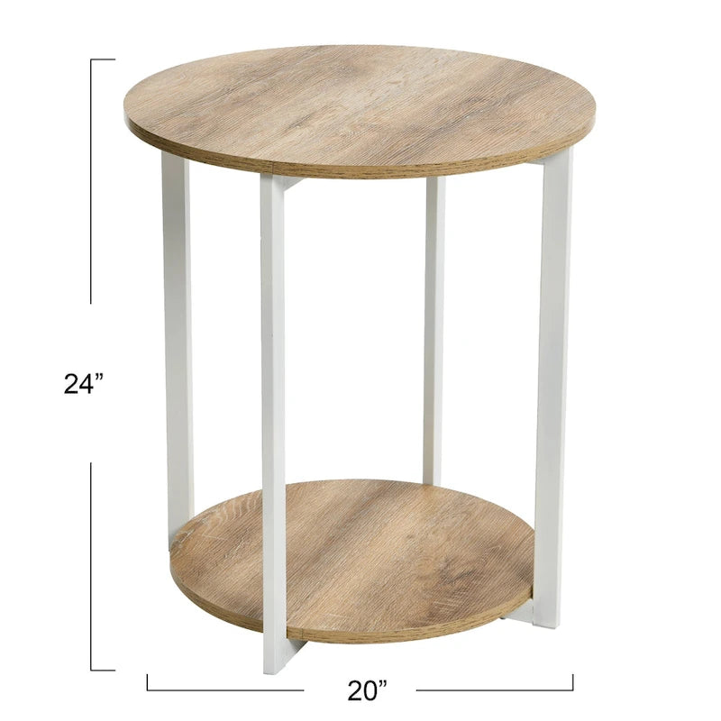Household Essentials Side End Table with Storage Shelf