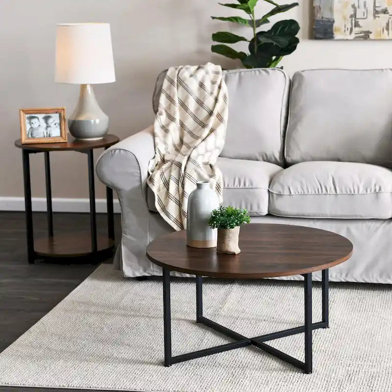 Household Essentials Side End Table with Storage Shelf