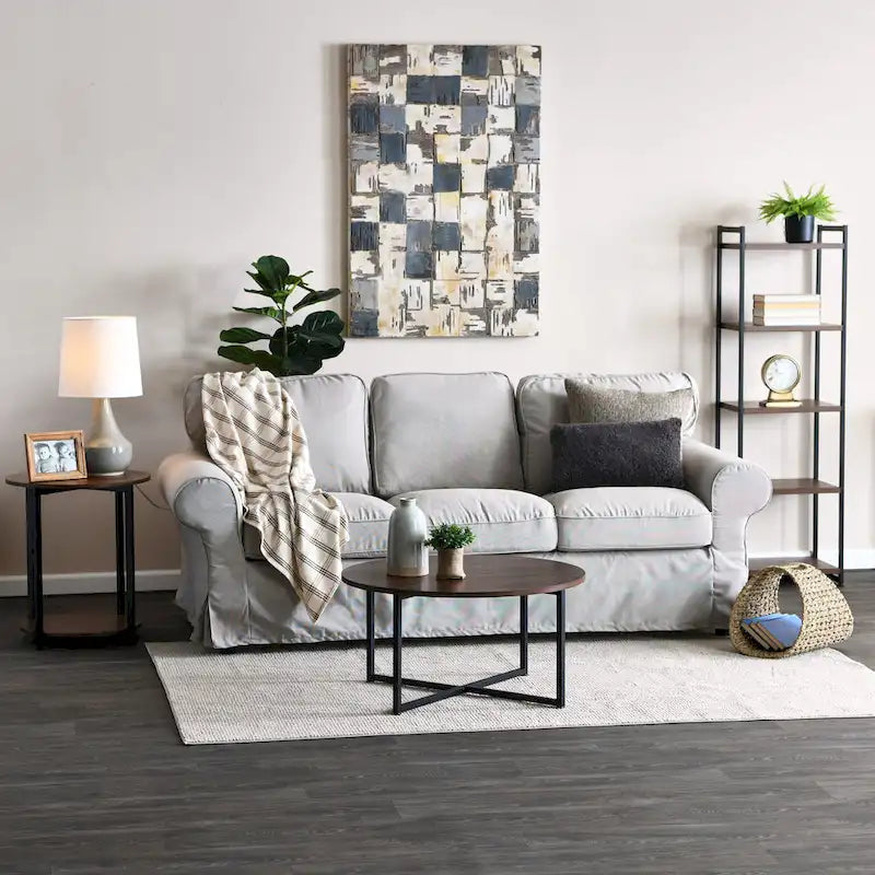 Household Essentials Side End Table with Storage Shelf