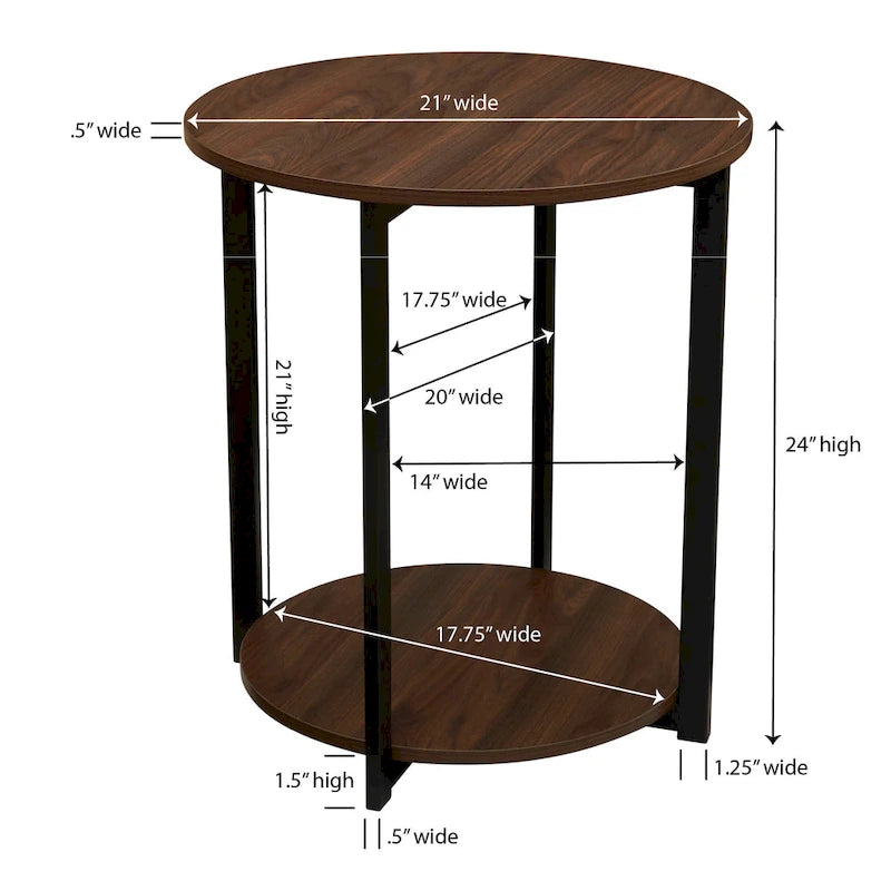 Household Essentials Side End Table with Storage Shelf
