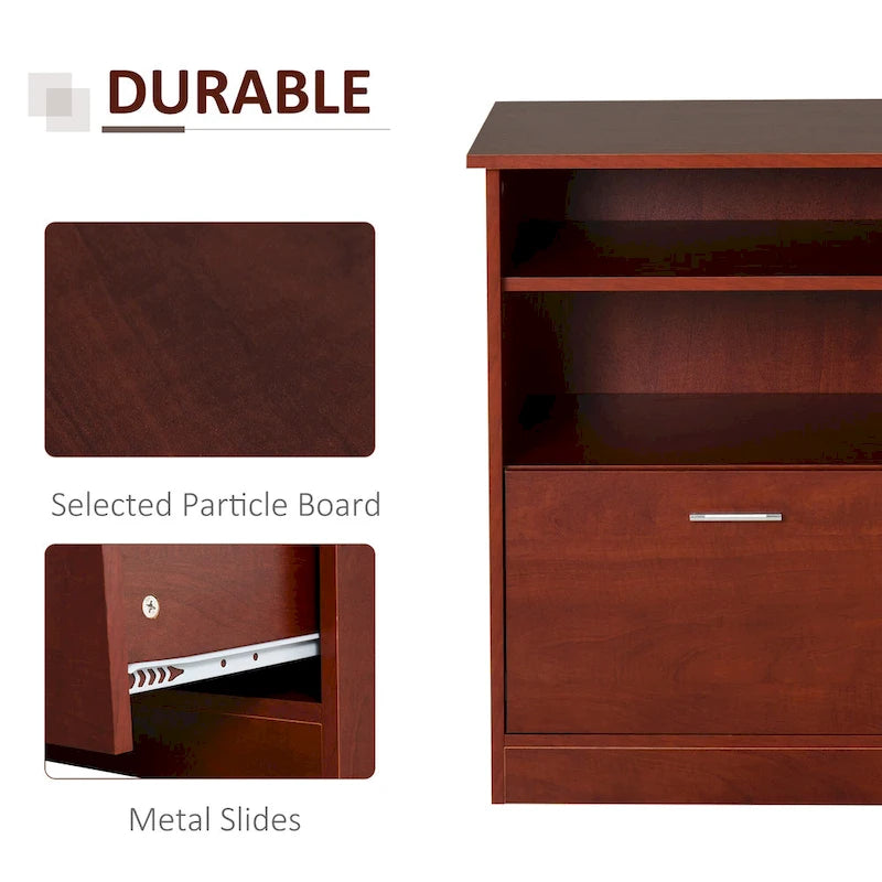 Computer Desk with Printer Cabinet, L-Shaped Corner Desk with Storage, Study PC Workstation for Home Office