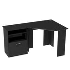 Computer Desk with Printer Cabinet, L-Shaped Corner Desk with Storage, Study PC Workstation for Home Office