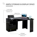 Computer Desk with Printer Cabinet, L-Shaped Corner Desk with Storage, Study PC Workstation for Home Office
