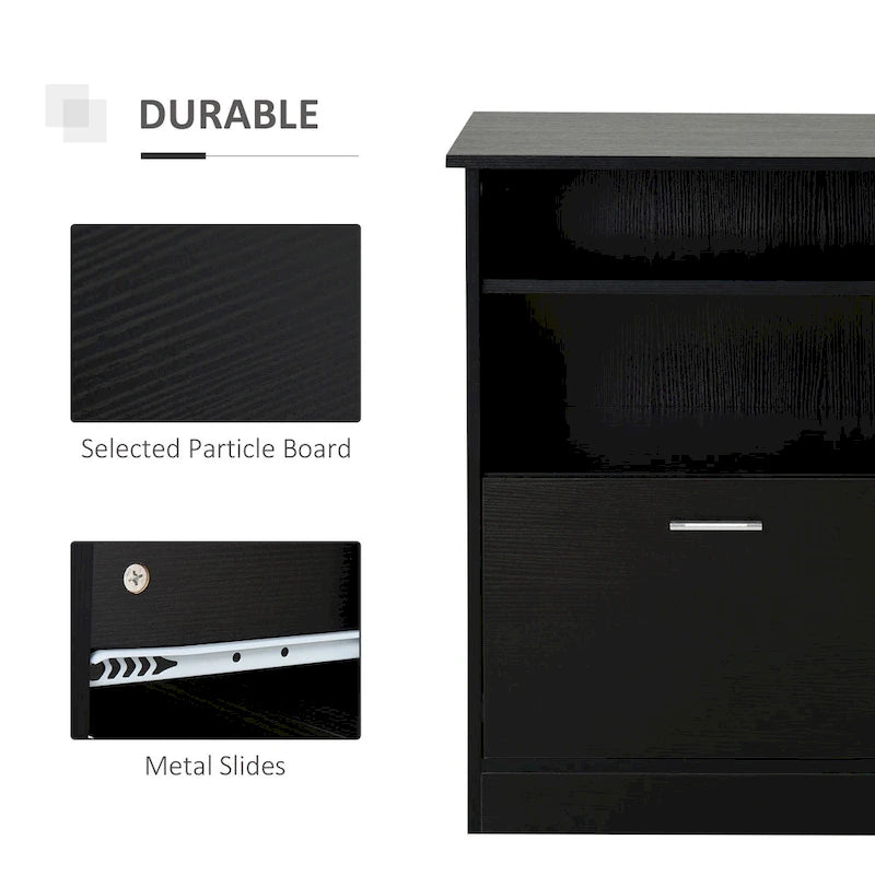 Computer Desk with Printer Cabinet, L-Shaped Corner Desk with Storage, Study PC Workstation for Home Office