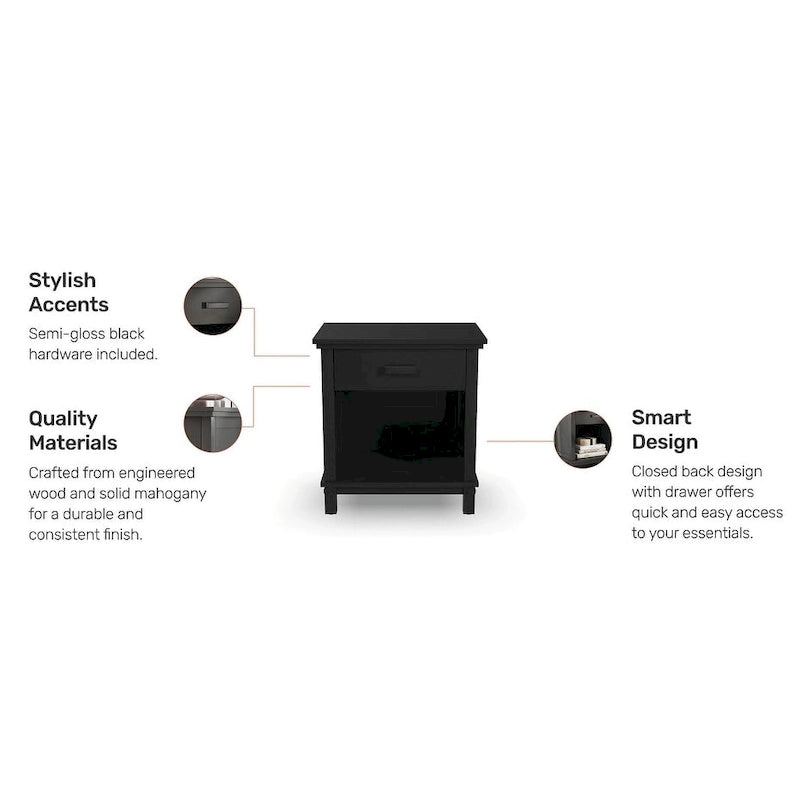 Black Wood Nightstand