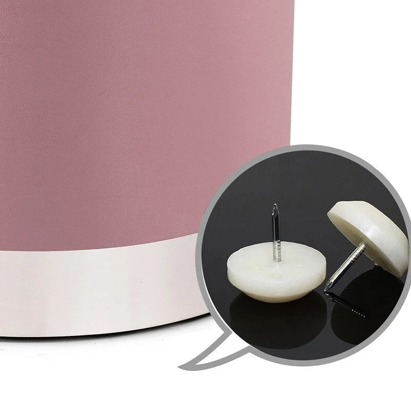 Vanity Upholstered Round Velvet Ottoman Footstool Silver Trim