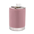 Vanity Upholstered Round Velvet Ottoman Footstool Silver Trim