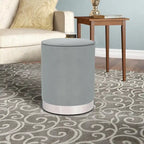 Vanity Upholstered Round Velvet Ottoman Footstool Silver Trim