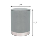 Vanity Upholstered Round Velvet Ottoman Footstool Silver Trim