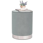 Vanity Upholstered Round Velvet Ottoman Footstool Silver Trim