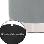 Vanity Upholstered Round Velvet Ottoman Footstool Silver Trim