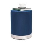 Vanity Upholstered Round Velvet Ottoman Footstool Silver Trim