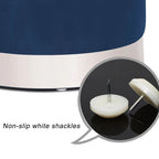 Vanity Upholstered Round Velvet Ottoman Footstool Silver Trim
