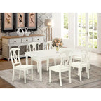 A Rectangle Dining Table and Kitchen Chairs, Linen White