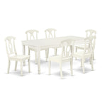 A Rectangle Dining Table and Kitchen Chairs, Linen White