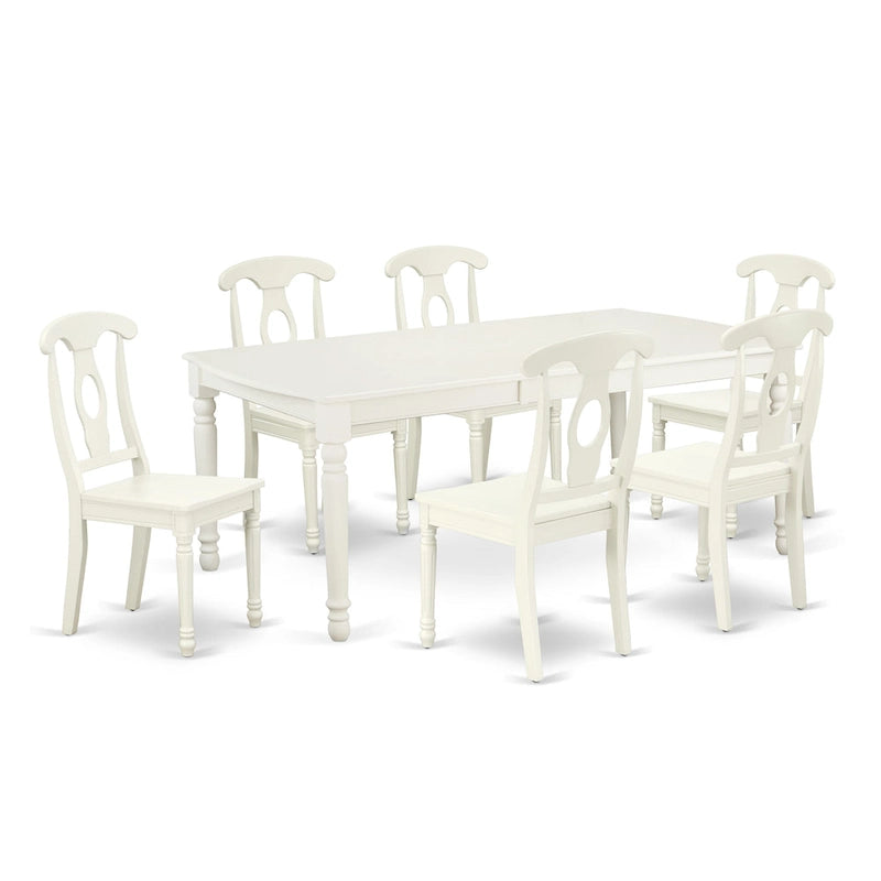 A Rectangle Dining Table and Kitchen Chairs, Linen White