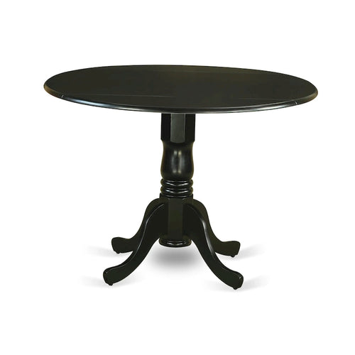 A Round Kitchen Table and Eggnog Faux Leather Chairs, Black