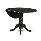 A Round Kitchen Table and Eggnog Faux Leather Chairs, Black