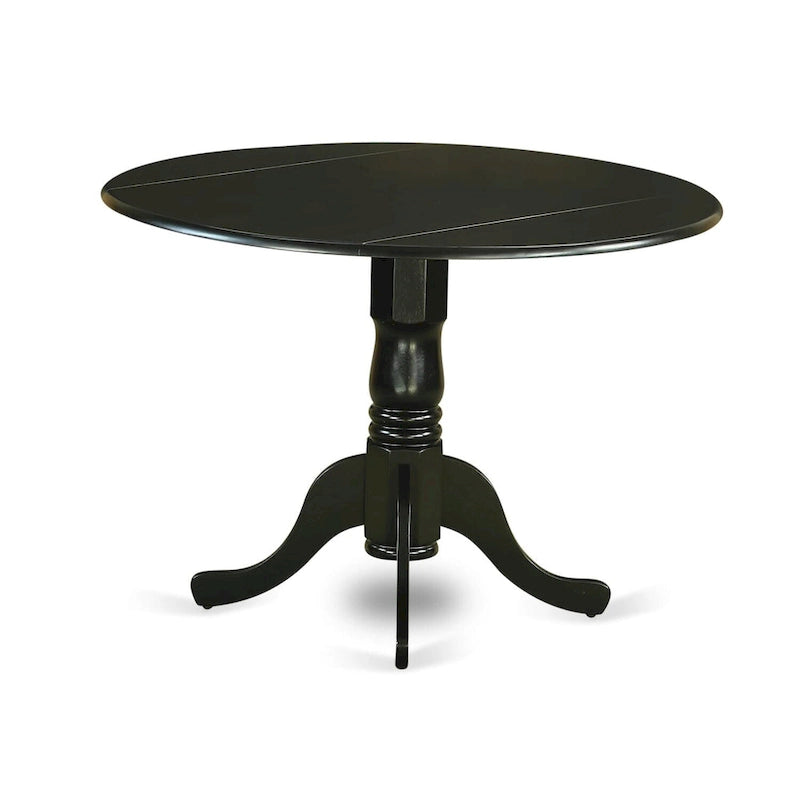 A Round Kitchen Table and Eggnog Faux Leather Chairs, Black