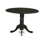 A Round Kitchen Table and Eggnog Faux Leather Chairs, Black