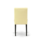 A Round Kitchen Table and Eggnog Faux Leather Chairs, Black