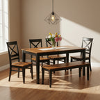Dining Table Set Contains a Rectangle Kitchen Table and Dining Chairs with a Bench