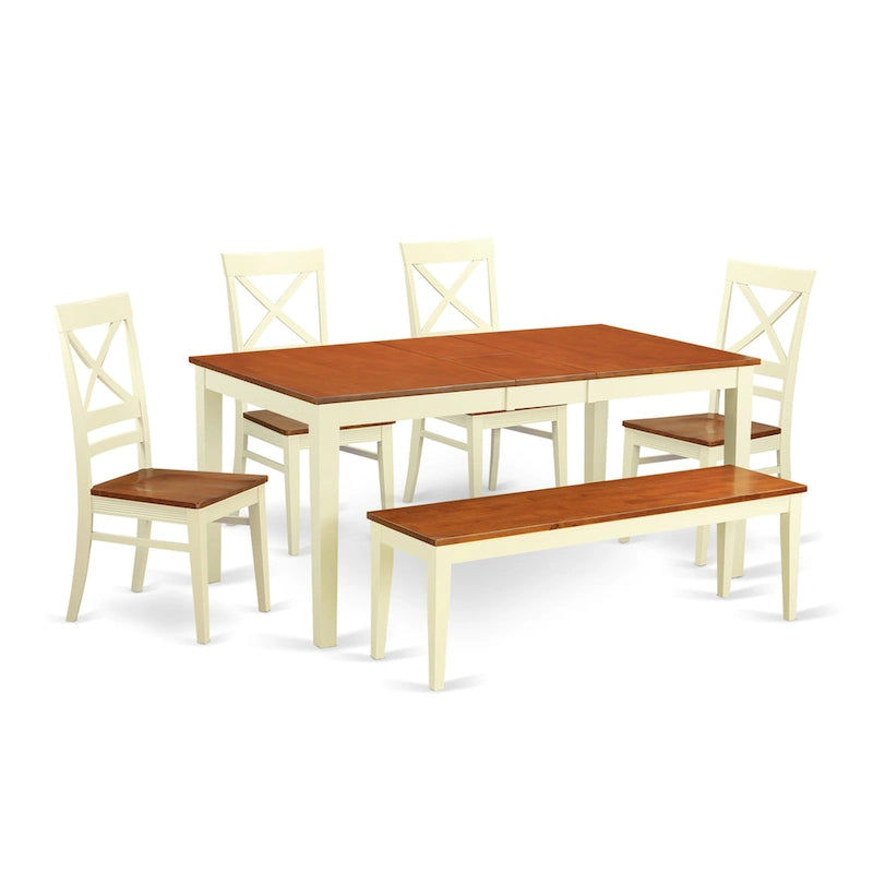 Dining Table Set Contains a Rectangle Kitchen Table and Dining Chairs with a Bench