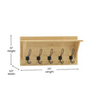 Wall Mounted Storage Rack with Upper Shelf and Storage Hooks