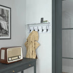 Wall Mounted Storage Rack with Upper Shelf and Storage Hooks