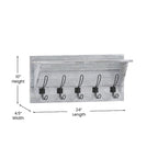 Wall Mounted Storage Rack with Upper Shelf and Storage Hooks