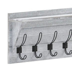 Wall Mounted Storage Rack with Upper Shelf and Storage Hooks
