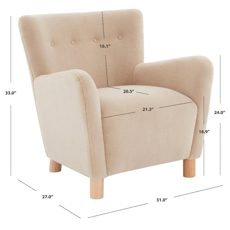Faux Shearling Accent Chair - 31 In W x 27 In D x 33 In H