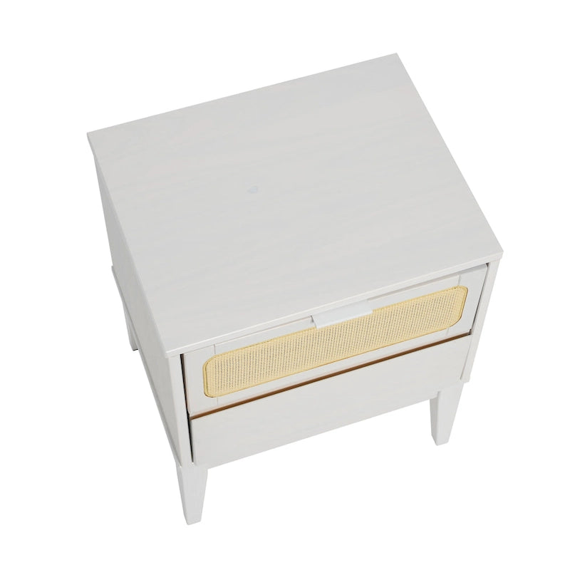 Wood 2-Drawer Bed Side Table