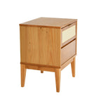 Wood 2-Drawer Bed Side Table